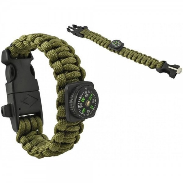 Izdzīvotāja aproce Paracord ar kramu un kompasu