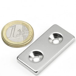 Neodīma magnēts pieskrūvējams 40x20x4mm N35 12kg
