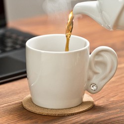 Krūze ar ausi, balta